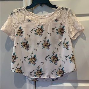 Lace detail floral top